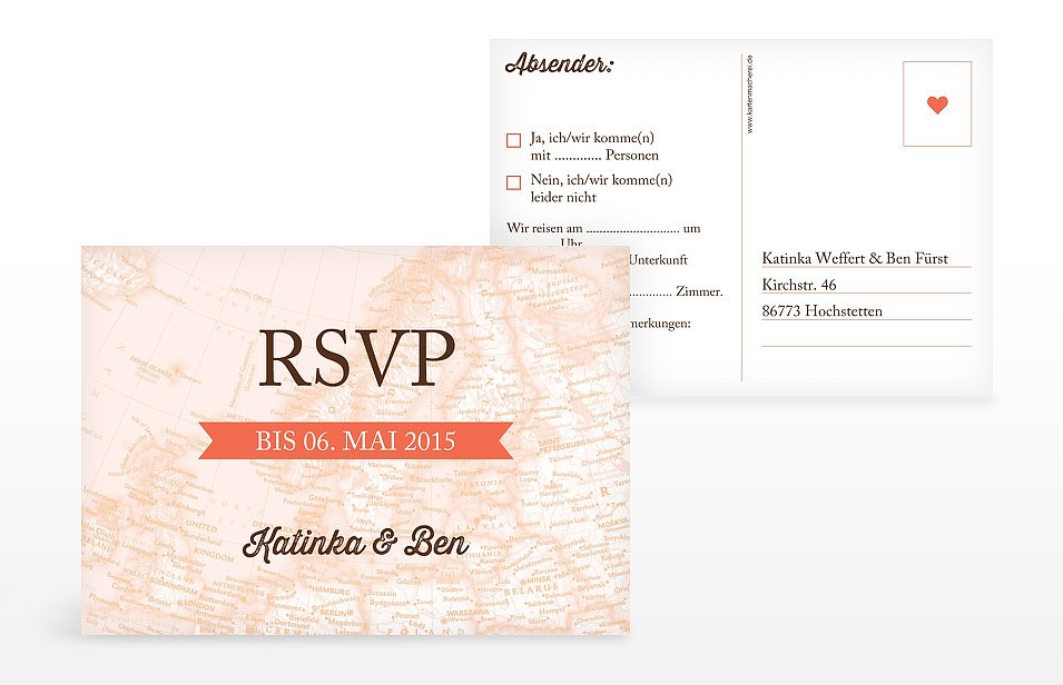 Antwortkarten für die Hochzeitseinladung