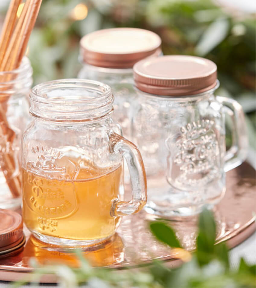 Verschließbare Gläser in roségoldener Mason Jar  Optik