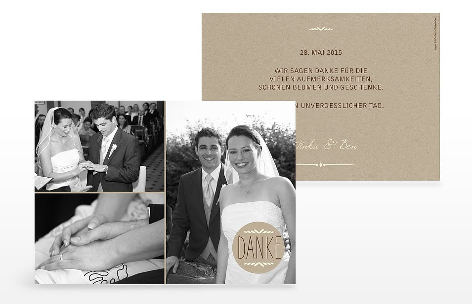 Foto-Dankeskarte für die Gäste nach der Hochzeit