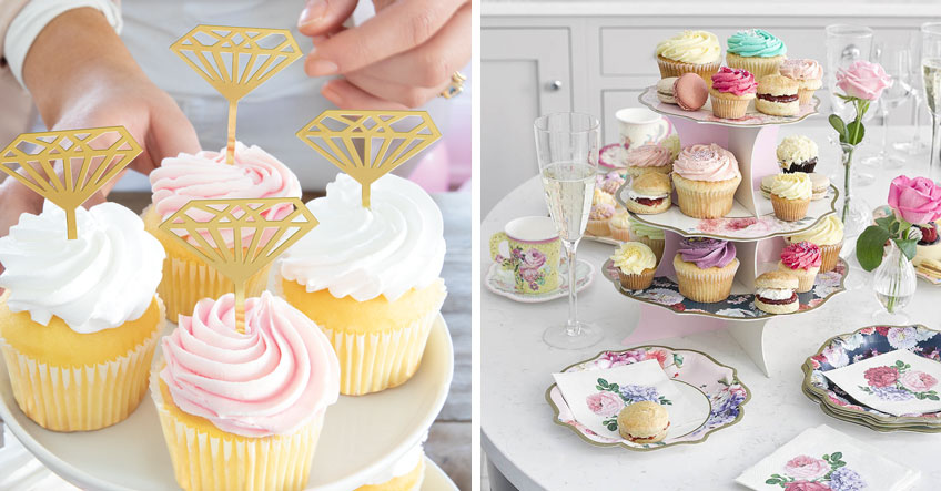 Cupcakes mit stilvollen Cake-Picks verziert veredeln den Bridal Brunch