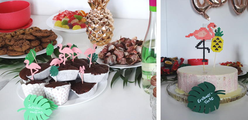 Cupcake-Picks und Kuchentopper für den perfekten Sweet Table im Flamingo-Look © Steffi's Hochzeitsblog
