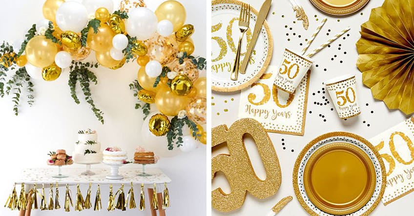Dekoriere die Goldene Hochzeit in eleganten Goldtönen Dekoriere die Goldene Hochzeit in eleganten Goldtönen