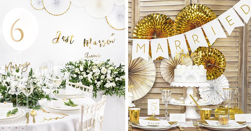 Deko in Gold und Weiß für die Hochzeit - edel oder opulent