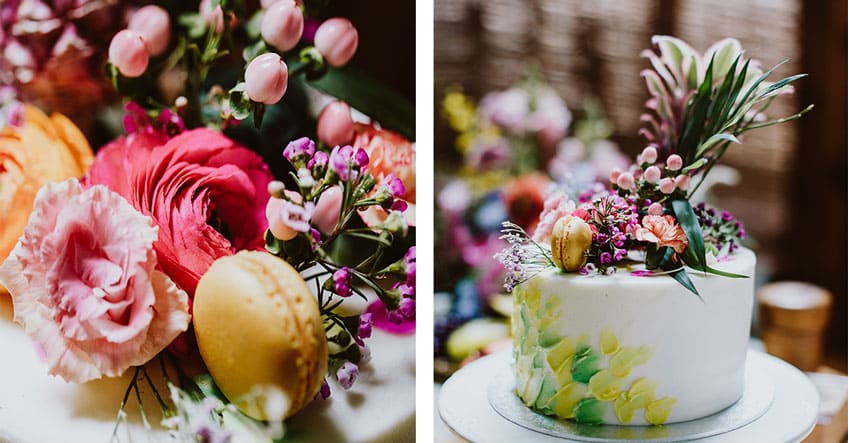 Farbenfrohe Torte für deine tropical Bridal Shower