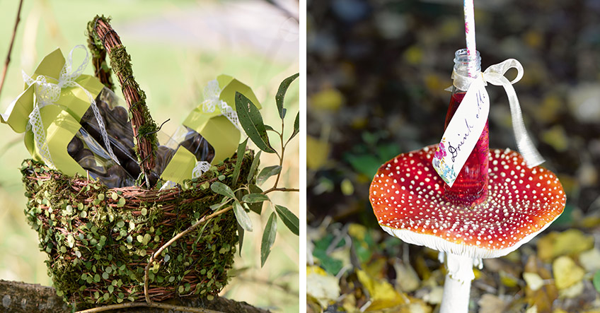 Hochzeit im Märchenwald: Mit Blumenkörbchen und kleinen Zaubertränken