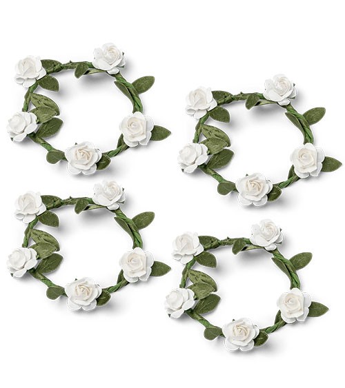 Mini-Kränze mit weißen Rosen - 5 cm - 4 Stück