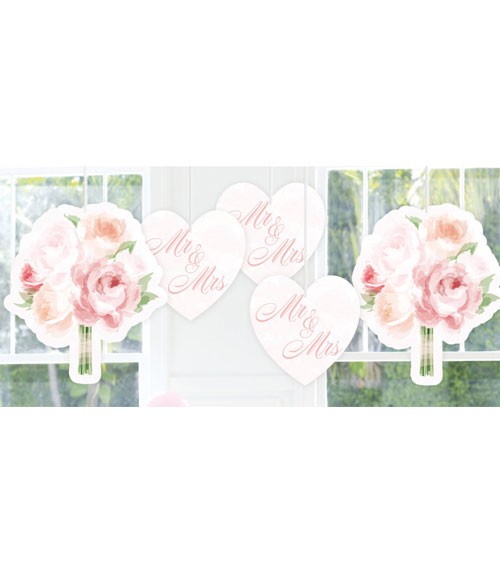 Hängedekoration "Mr & Mrs - Rosen" - 5-teilig
