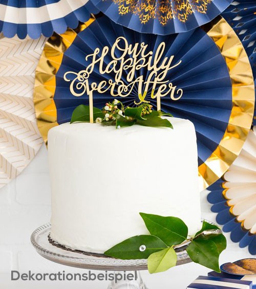 Cake-Topper aus Acryl "Our Happily Ever After" - gold
