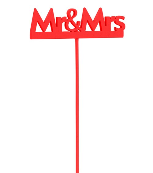 Holzstab "Mr & Mrs" - rot - 8 cm - 2 Stück