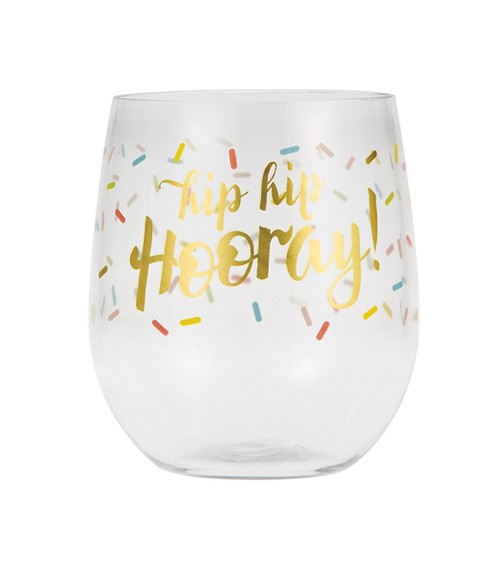 Plastikglas "Hip Hip Hooray"