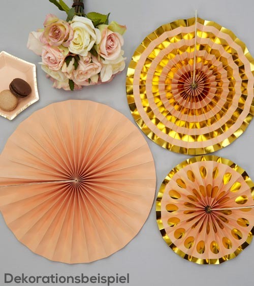 Rosetten-Set "Marmor" - pfirsich/gold - 3-teilig
