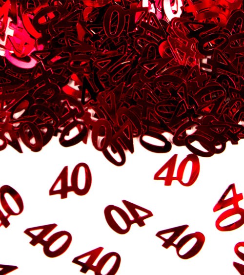 Streukonfetti "40" - metallic rot - 14 g