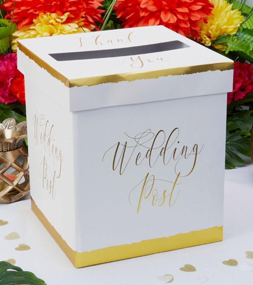 Hochzeits-Kartenbox "Dipped in Gold" - 21 x 24,5 cm