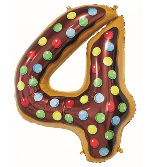 Folienballon Zahl "4" - Cookie - 78 cm