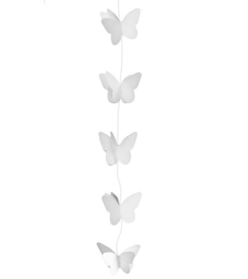 Kleine Schmetterlings-Girlande - weiß - 2 m