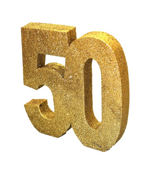 Tischdeko Zahl "50" - glitter gold - 20 cm