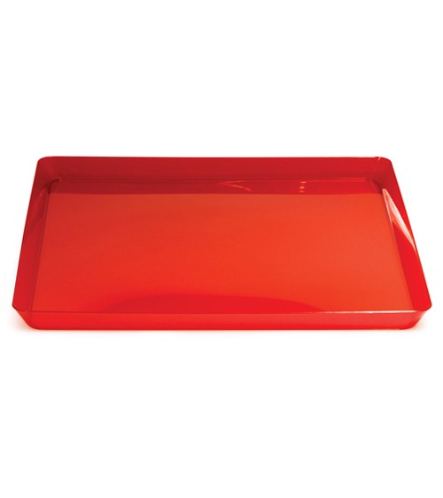 Quadratischer Servierteller - rot transparent - 29 x 29 cm