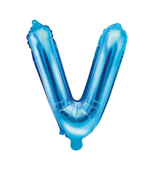Folienballon Buchstabe "V" - blau - 35 cm