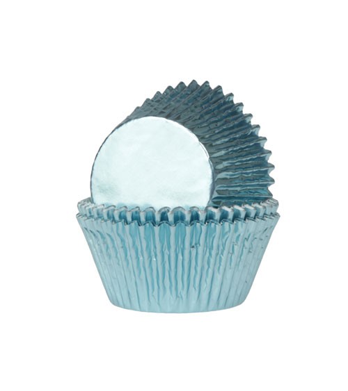 Mini-Muffinförmchen "Metallic Hellblau" - 36 Stück