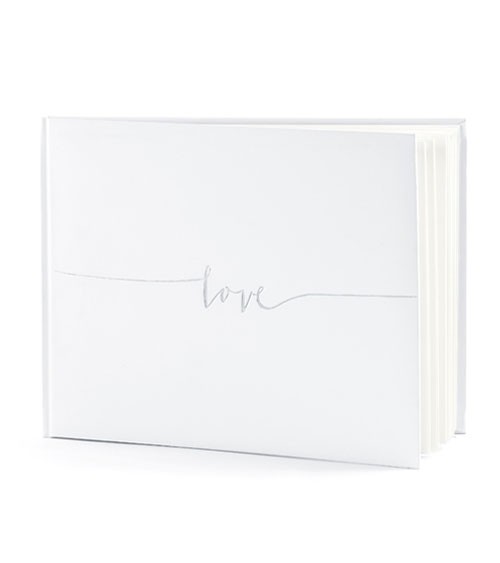 Gästebuch "Love Script" - weiß/silber