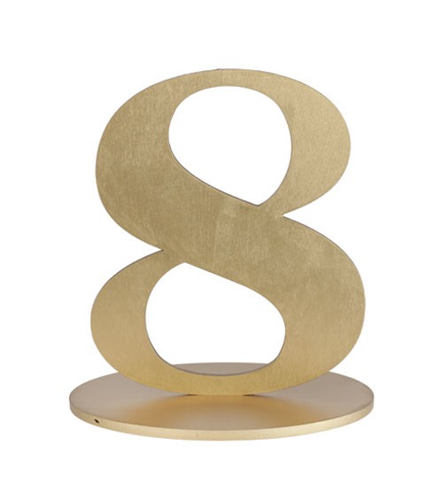 Zahl aus Holz "8" - gold - 12,5 x 16,5 cm