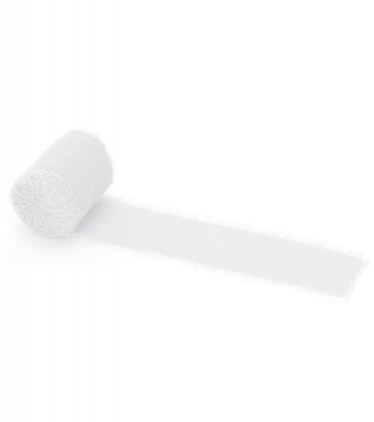 Chiffon-Band - weiß - 4 cm x 5 m - 3 Stück