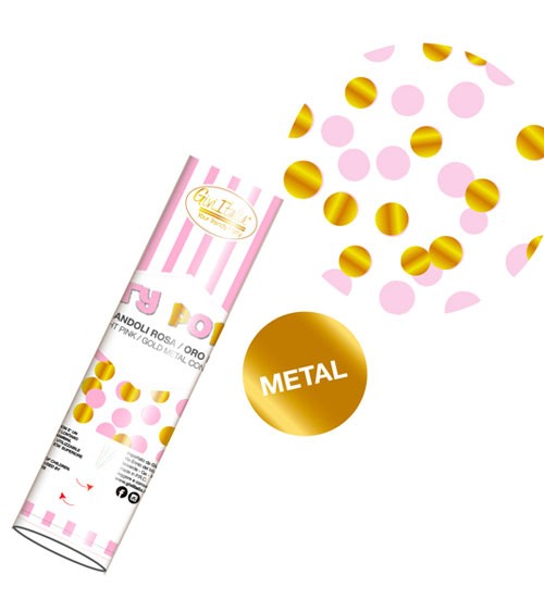 Konfetti-Kanone - rosa und metallic gold - 20 cm