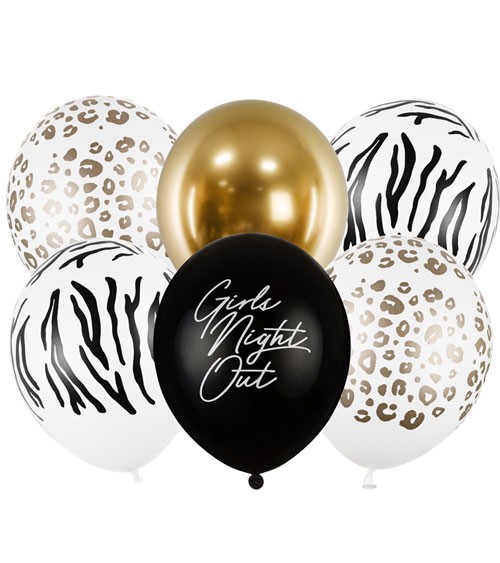 Luftballon-Set "Girls Night Out" - gold, schwarz & weiß - 6 Stück