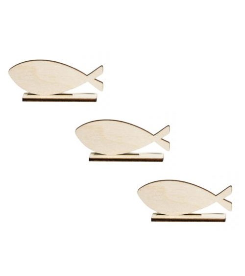 Holzaufsteller-Set "Fische" - 10 x 4,4 cm - 12-teilig