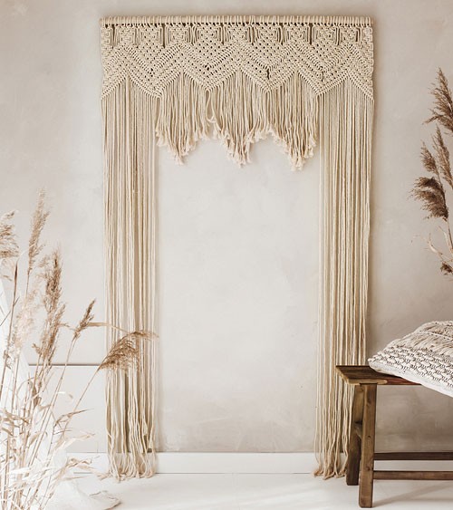 Makramee-Vorhang - Boho - off-white - 104 x 182 cm