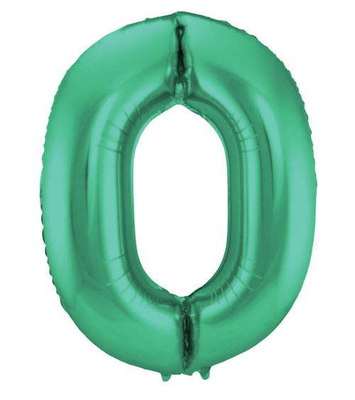 Zahl-Folienballon "0" - matt grün - 86 cm