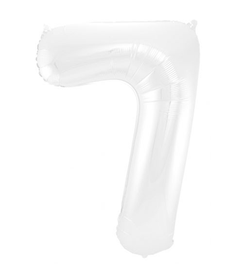 Zahl-Folienballon "7" - matt weiß - 86 cm