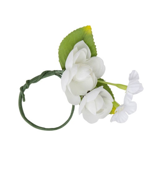 Serviettenring mit Blüten - weiß - 5 cm - 4 Stück