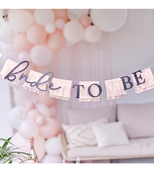 Tassel-Girlande "Bride to Be" - blush, schwarz - 2-teilig