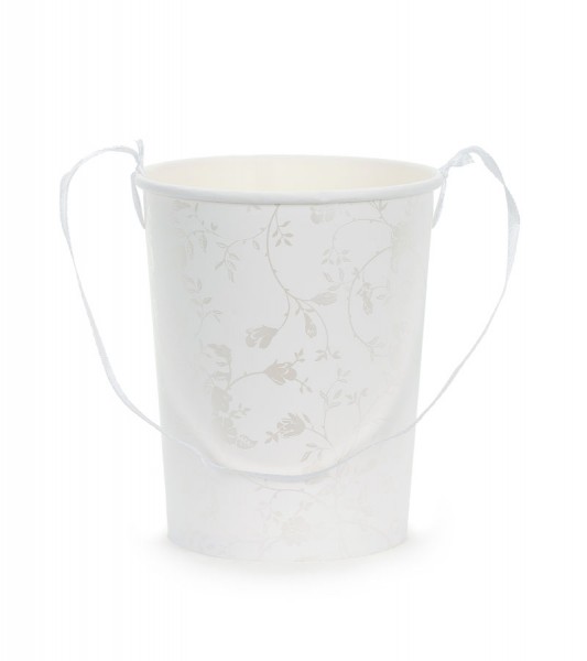Eimer für Blütenblätter - weiß mit Blumenmuster - 13 cm
