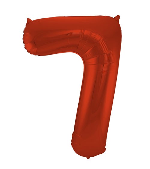 Zahl-Folienballon "7" - matt rot - 86 cm