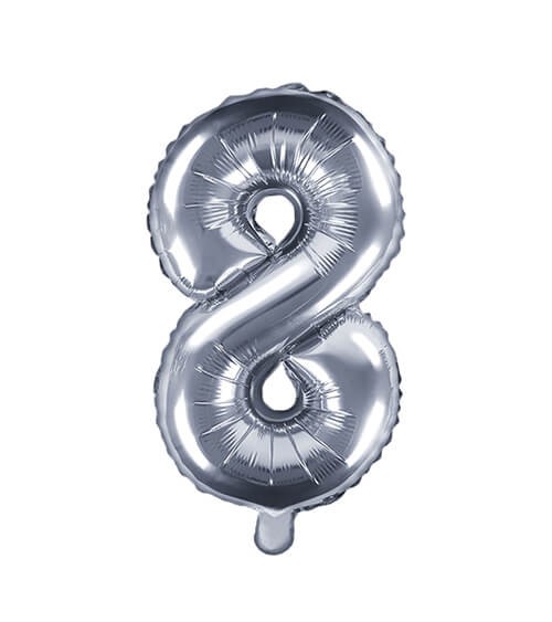 Folienballon Zahl "8" - silber - 35 cm