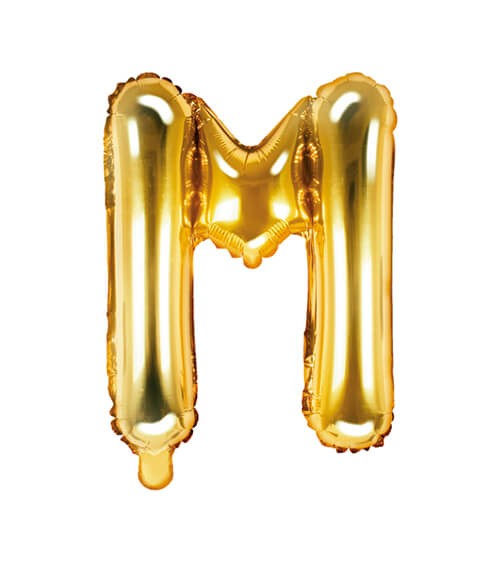 Folienballon Buchstabe "M" - gold - 35 cm