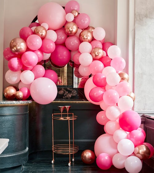 Deluxe Ballongirlanden-Set - Farbmix pink & rosegold - 200-teilig