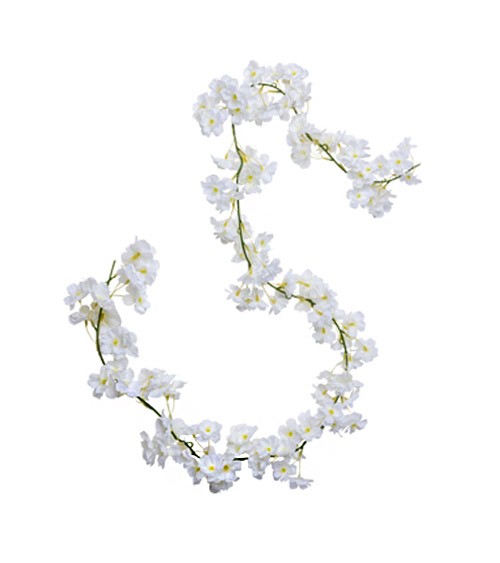 Künstliche Kirschbaumblüten-Girlande - weiß - 1,8 m