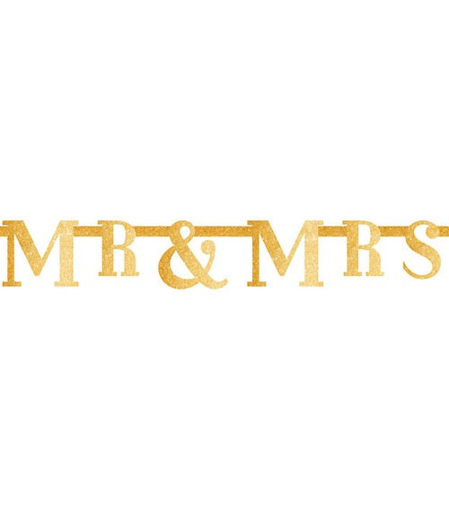 Glitzer-Girlande "Mr & Mrs" - gold - 1,3 m