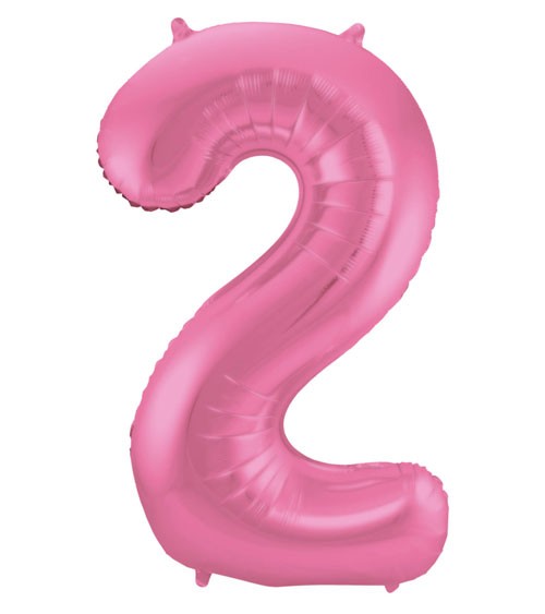 Zahl-Folienballon "2" - matt candy pink - 86 cm