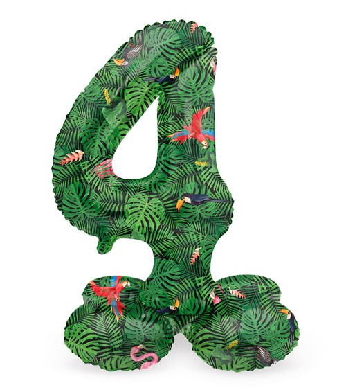 Stehender Folienballon Zahl "4" - Jungle Vibe - 72 cm