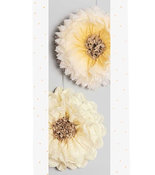 Blumen aus Seidenpapier - creme, gelb - 45 cm - 2 Stück
