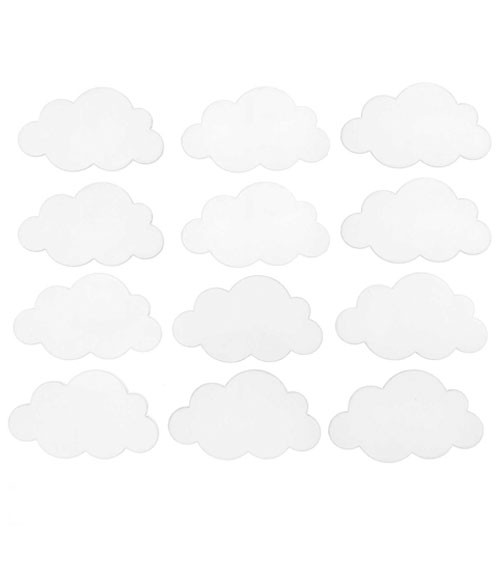 Holzwolken - weiß - 6 x 3,5 cm - 12 Stück