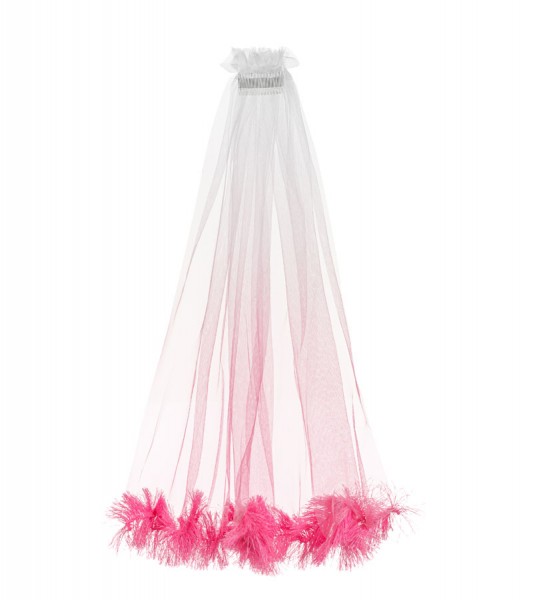 Schleier mit Fransen - ombre pink - 69 cm