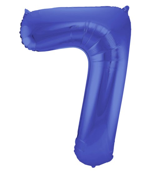 Zahl-Folienballon "7" - matt blau - 86 cm