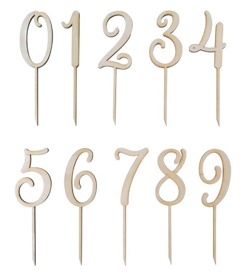 Cake-Topper-Set "Zahlen 0-9" aus Holz