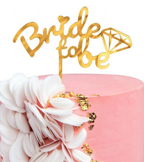 Bride to Be Cake-Topper aus Acryl - gold - 15 x 16 cm