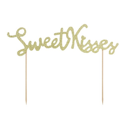 Kuchen-Topper "Sweet Kisses" - glitter gold